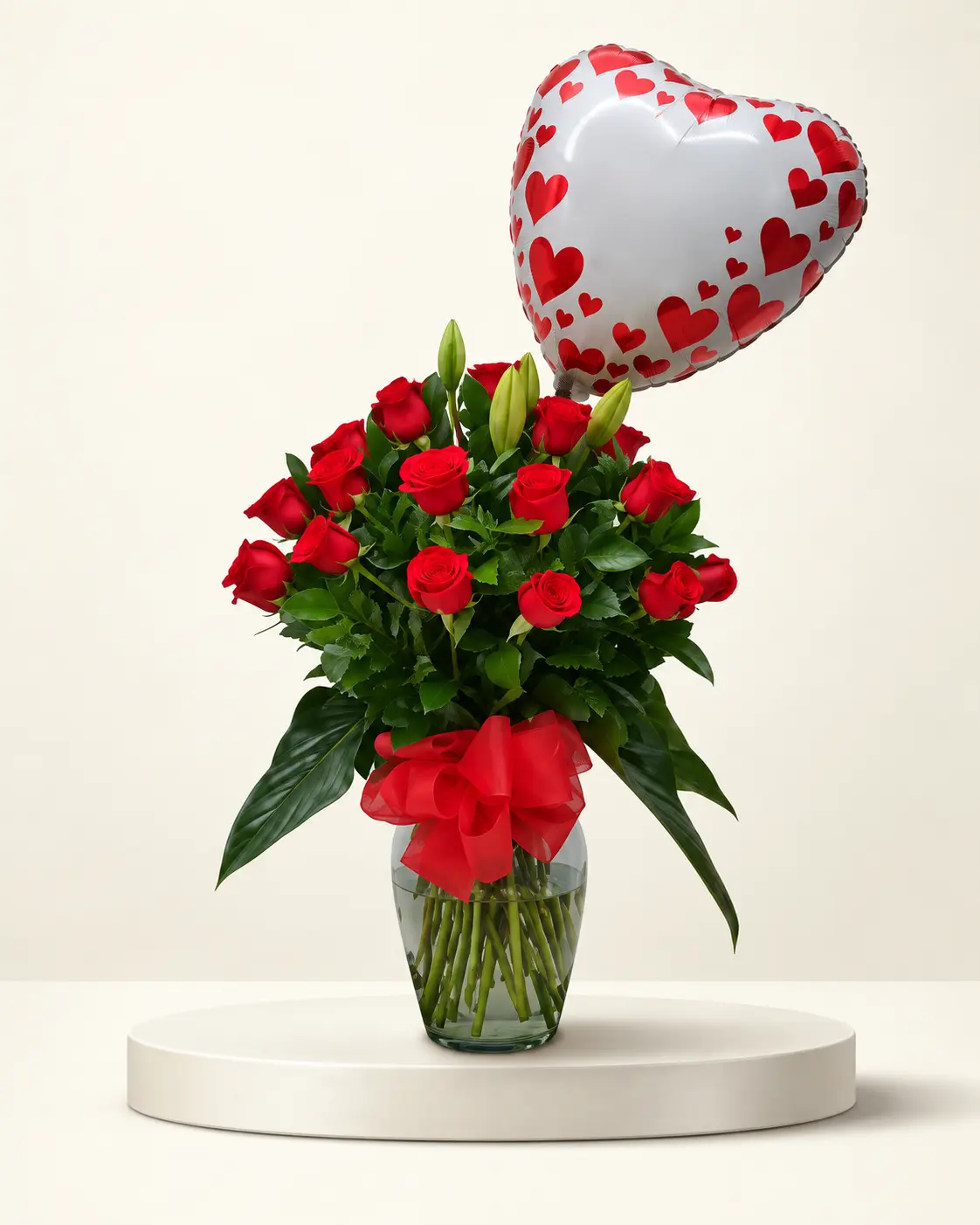 Rosas y Globo de Corazón