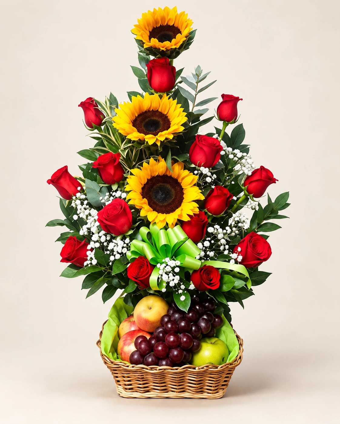 Canasta de Girasoles y Rosas