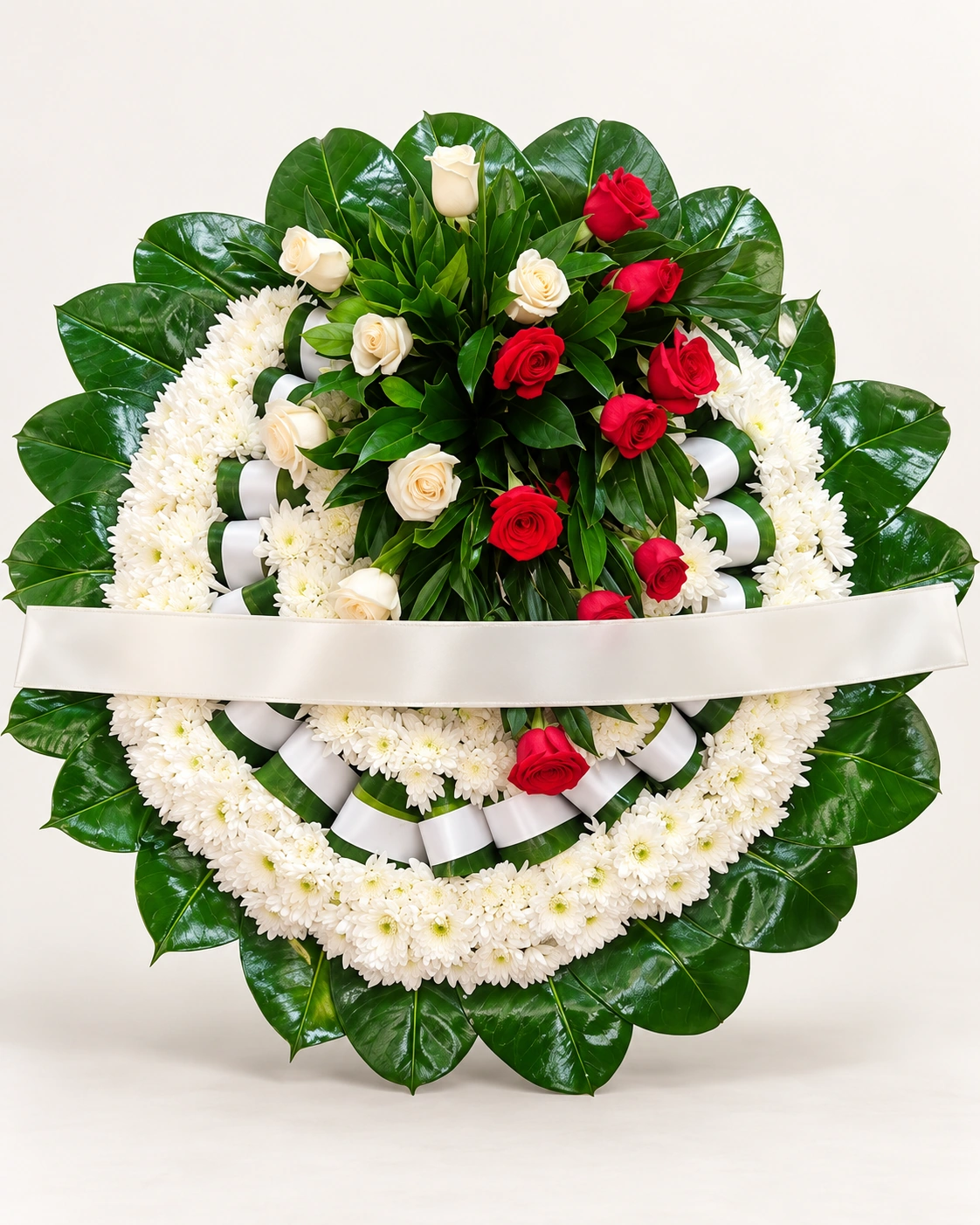 Corona de Rosas Rojas y Marfil